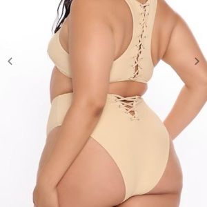 2 piece lace- up swimsuit